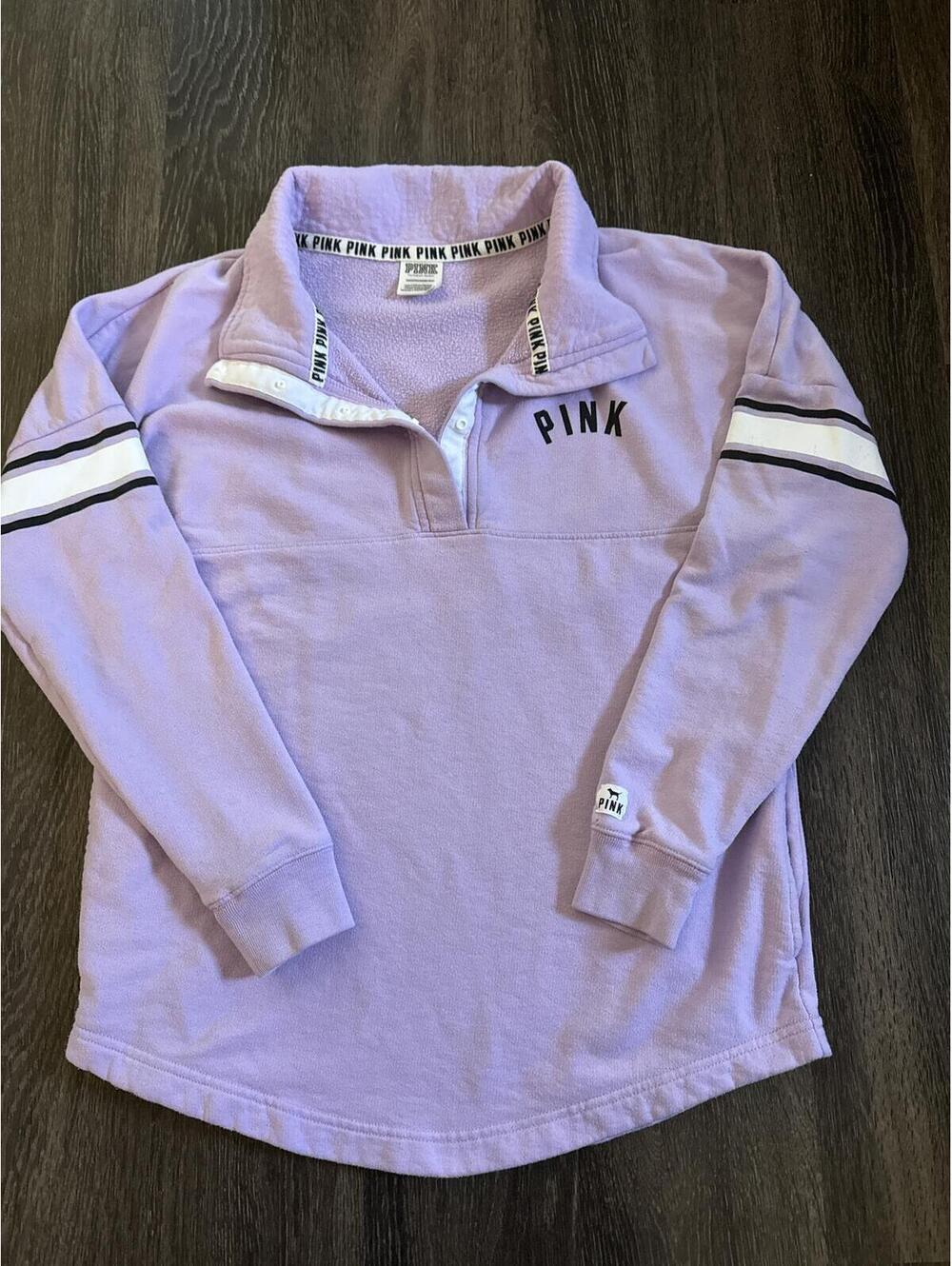 PINK Victoria's Secret Lavender Quarter-Zip Pullover Sweatshirt